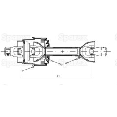 Sparex Wałek z przegubem szerokokatnym jednostronnie, (Lz) Długość: 1020mm, 1 3/8 x 6 frezów 80°, przegub szerokokatny ... 