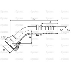 Dicsa Metryczny 24°/60° Wkłąd węża 1/4'' x M14 x 1.5 (8L) 135° Złączka kątowa 