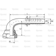 Dicsa Metryczny 24°/60° Wkłąd węża 5/16'' x M18 x 1.5 (12L) Gwint żeński 90° Złączka kątowa 