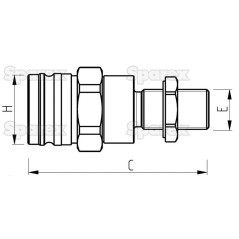 Sparex Złączenie hamulcowe przyczepy Męski M20 x 1.50 Metryczny Męska przegroda (agropak 1szt.) 