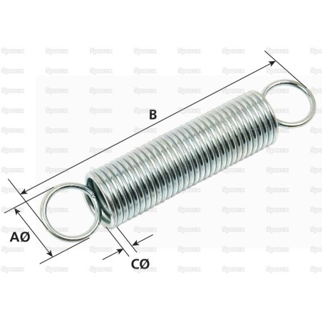 Sprężyny Naciągowe, Sprężyna Ø12.5mm, Drut Ø1.1mm, Długość: 130mm.