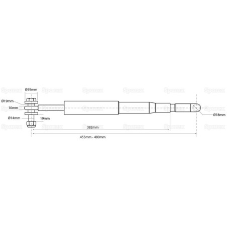 Stabilizator - Końcówka cięgła Ø19mm - Sworzeń Ø18mm - Długość min: 455mm - M20x2.5