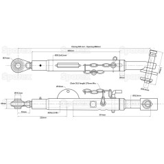 Stabilizator - Kula Ø19mm - Sworzeń Ø25.4mm - Długość min: 604mm - M30x3.5 