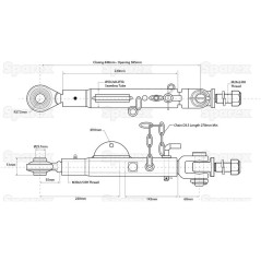 Stabilizator - Kula Ø25.4mm - Gwintu Ø24mm - Długość min: 440mm - M30x3.5 