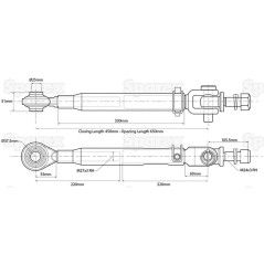 Stabilizator - Kula Ø25.4mm - Gwintu Ø24mm - Długość min: 450mm - M27x3 