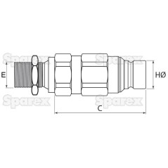 Stauff Wtyczka hydrauliczna płaska Męski 1/2'' Wielkość montażowa x M22 x 1.50 Metryczny Męska przegroda