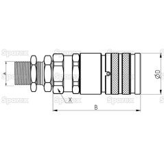 Stauff Wtyczka hydrauliczna płaska Żeński 1/2'' Wielkość montażowa x M22 x 1.50 Metryczny Męska przegroda 