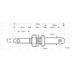 Sworzeń 22 - 28x191mm, Wielkość gwintu: 1x32mm Kat. 1/2 Ciężki Wersja 