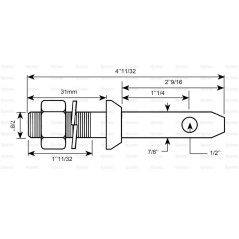 Sworzeń 22x110mm, Wielkość gwintu 1 1/8''x54mm Kat. 1 