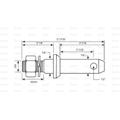 Sworzeń 22x140mm, Wielkość gwintu 5/8''x43mm Kat. 1 Ciężki Wersja 