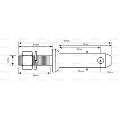 Sworzeń 22x140mm, Wielkość gwintu: 3/4''x48mm Kat. 1 Ciężki Wersja 