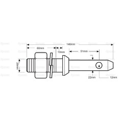 Sworzeń 22x146mm, Wielkość gwintu 1 1/8'' (28.5mm)x60mm Kat. 1