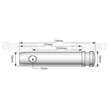 Sworzeń 22x75/95mm Kat. 1