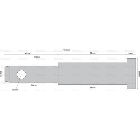 Sworzeń 28 - 36x185mm, Wielkość gwintu Kat. 2/3