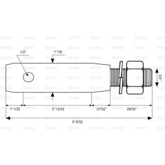 Sworzeń 28x131mm, Wielkość gwintu 3/4x23mm Kat. 2 