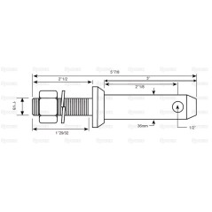 Sworzeń 36x149mm, Wielkość gwintu 1 1/8''x48mm Kat. 3 