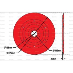 Talerz ślizgowy - Średn. Zewn. :870mm, - Zastępuje Fella Zastępuje: 496098 