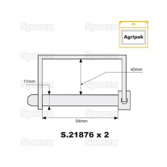 Trzpień zabezpieczjący na wał, Sworzeń Ø11mm x 54mm (2 szt agropak) 