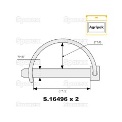 Trzpień zabezpieczjący na wał, Sworzeń Ø12.5mm x 62mm (2 szt agropak) 