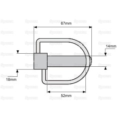 Trzpień, Sworzeń Ø14mm x 67mm 
