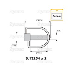 Trzpień, Sworzeń Ø14mm x 67mm (2 szt agropak) 