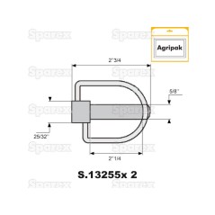 Trzpień, Sworzeń Ø16mm x 70mm (2 szt agropak) 