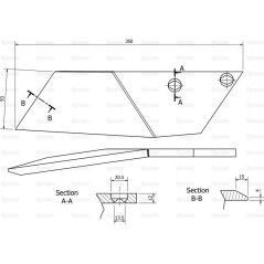 Dłuto lemiesza lewa Grubość 12mm Agrolux, Kongskilde, Overum Zastępuje: 41653507109 