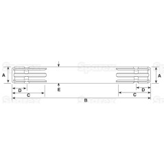 Wałek przedłużający WOM - 1 3/8'' - 6 Klin x 1 3/8'' - 6 Klin, Długość: 300mm 