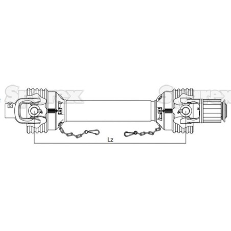 Weasler Wałek odbioru mocy-kompletny - (Lz) Długość: 1210mm, 1 3/8'' x 6 frezów, bolec szybkiego zwalniania to 1 3/8 x 6...