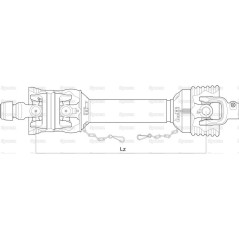 Weasler Wałek z przegubem szerokokatnym jednostronnie, (Lz) Długość 1010mm, 1 3/8 x 6 frezów 80°, przegub szerokokatny ... 