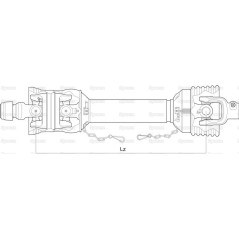 Weasler Wałek z przegubem szerokokatnym jednostronnie, (Lz) Długość 1510mm, 1 3/8 x 6 frezów 80°, przegub szerokokatny ...