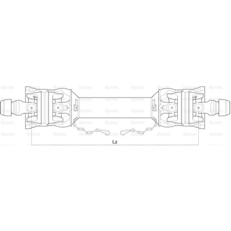 Weasler Wałek z przegubem szerokokatnym obustronnie, (Lz) Długość: 1010mm, 1 3/8 x 6 frezów 80°, przegub szerokokatny t...