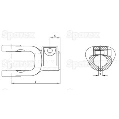 Widelki profilowane zaciskowe (Wymiar krzyżaka: 22 x 54.8mm) Średnica otworu1'', Rozmiar klucza: 1/4''. 