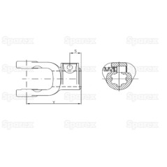 Widelki z kolkiem blokujacym (Wymiar krzyżaka: 22 x 54.8mm) Rozmiar: 1 1/8''-6 Wieloklin 