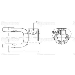 Widelki z kolkiem blokujacym (Wymiar krzyżaka: 30.2 x 106.5mm) Rozmiar: 1 3/8''-21 Wieloklin 