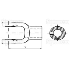 Widelki z wpustem na klin (Wymiar krzyżaka: 22 x 54.8mm) otworu mm25mm, Rozmiar klucza: 8mm. 