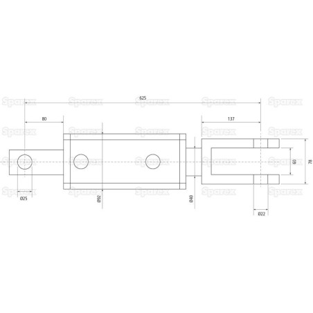 Wieszak hydrauliczny poziomujący (Dostarczany z: przewodami) - Plate Ø 25mm - Widełki Otwór Ø 22mm - Długość min: 625...