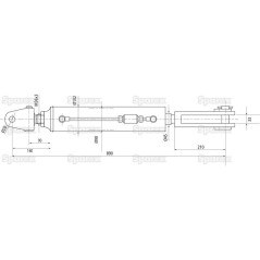 Wieszak hydrauliczny poziomujący (Dostarczany z: przewodami) - Przegub Ø 28mm - Widełki Otwór Ø 31x75mm - Długość min... 