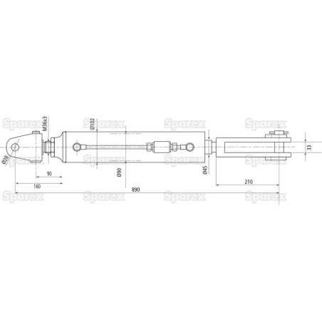 Wieszak hydrauliczny poziomujący (Dostarczany z: przewodami) - Przegub Ø 28mm - Widełki Otwór Ø 31x75mm - Długość min...