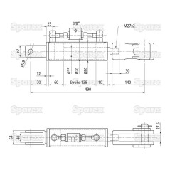 Wieszak hydrauliczny poziomujący (Dostarczany z: przewodami) - Widełki Otwór Ø 19mm - Widełki Otwór Ø 22x48mm - Długo... 