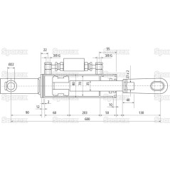 Wieszak hydrauliczny poziomujący (Dostarczany z: przewodami) - Widełki Otwór Ø 22mm - Widełki Otwór Ø 22x48mm - Długo... 