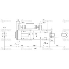 Wieszak hydrauliczny poziomujący (Dostarczany z: przewodami) - Widełki Otwór Ø 22mm - Widełki Otwór Ø 23x50mm - Długo... 