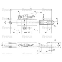 Wieszak hydrauliczny poziomujący (Dostarczany z: przewodami) - Widełki Otwór Ø 22mm - Widełki Otwór Ø 26x70mm - Długo...