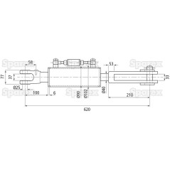 Wieszak hydrauliczny poziomujący (Dostarczany z: przewodami) - Widełki Otwór Ø 26mm - Widełki Otwór Ø 26x61mm - Długo... 