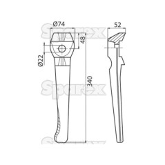 Ząb brony aktywnej 340mm. lewaZastępuje Lely Zastępuje: 1.1699.0111.0 