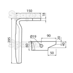 Ząb Brony Aktywnej 60x18x295mm prawa. odległość pomiedzy otworami: Otwór Ø 19mm. ZastępujeAmazone. Zastępuje: 954426S 