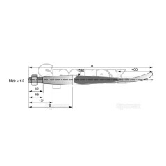 Ząb ładowacza - Prosta - łyżka 1250mm, Wielkość gwintu: M20 x 1.50 (Kwadrat) Zastępuje: KK221157 