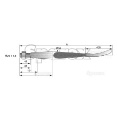 Ząb ładowacza - Prosta - łyżka 1400mm, Wielkość gwintu: M20 x 1.50 (Kwadrat) Zastępuje: KK221158 