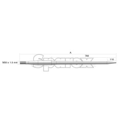 Ząb ładowacza - Prosta 1140mm, Wielkość gwintu: M33 x 2.00 (Kwadrat) Zastępuje: 241127 