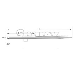 Ząb ładowacza - Prosta 1250mm, (Gwiazda) Zastępuje: DF045L 